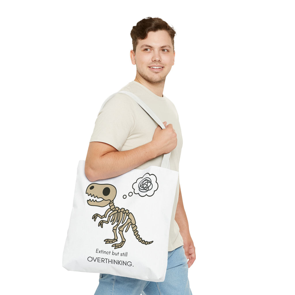 Dinosaur Tote Bag - Extinct but still OVERTHINKING, Funny Tote, Gift for Students, Eco-Friendly Carryall, Unique Shopper Bag, Cute Bag [...]