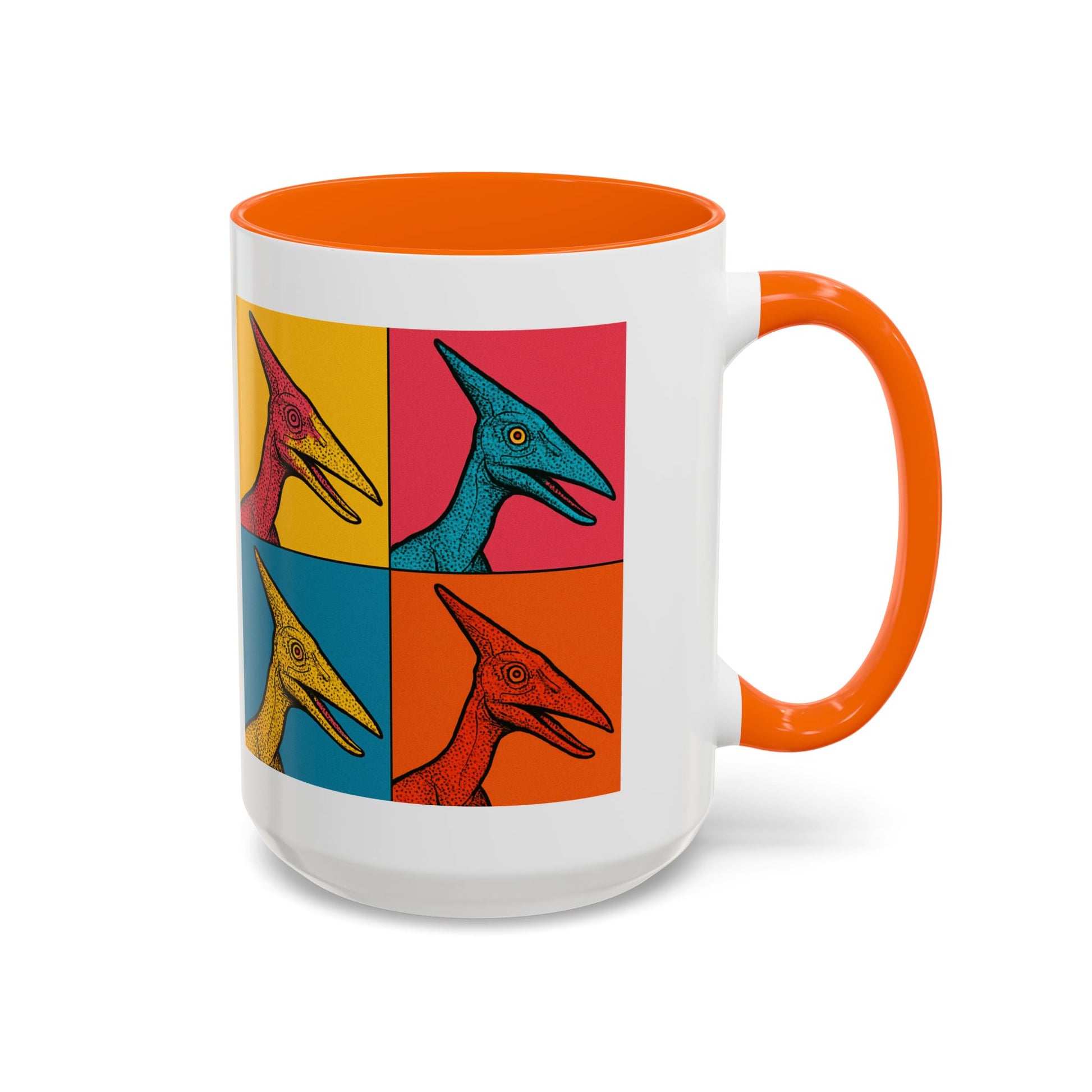 Vibrant Dinosaur Accent Coffee Mug - Quirky Gift for Pterodactyl Lovers, Unique Kitchen Decor, Colorful Ceramic Mug