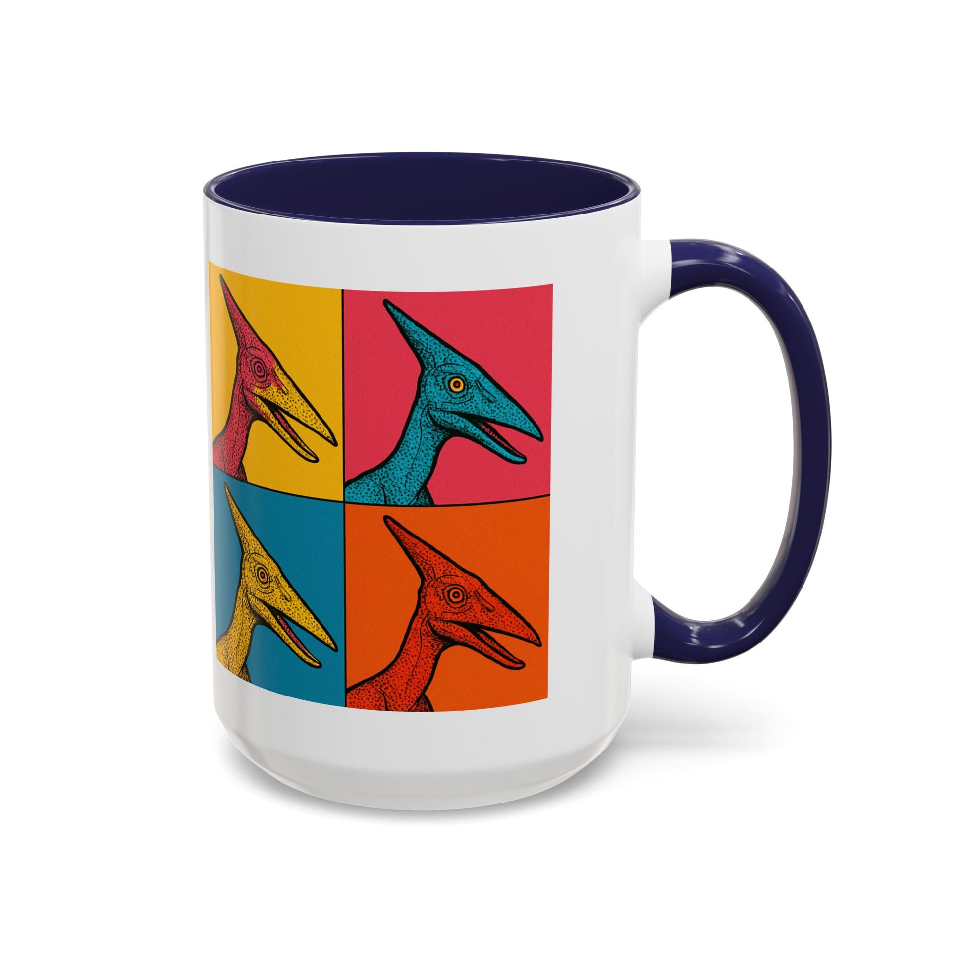 Vibrant Dinosaur Accent Coffee Mug - Quirky Gift for Pterodactyl Lovers, Unique Kitchen Decor, Colorful Ceramic Mug
