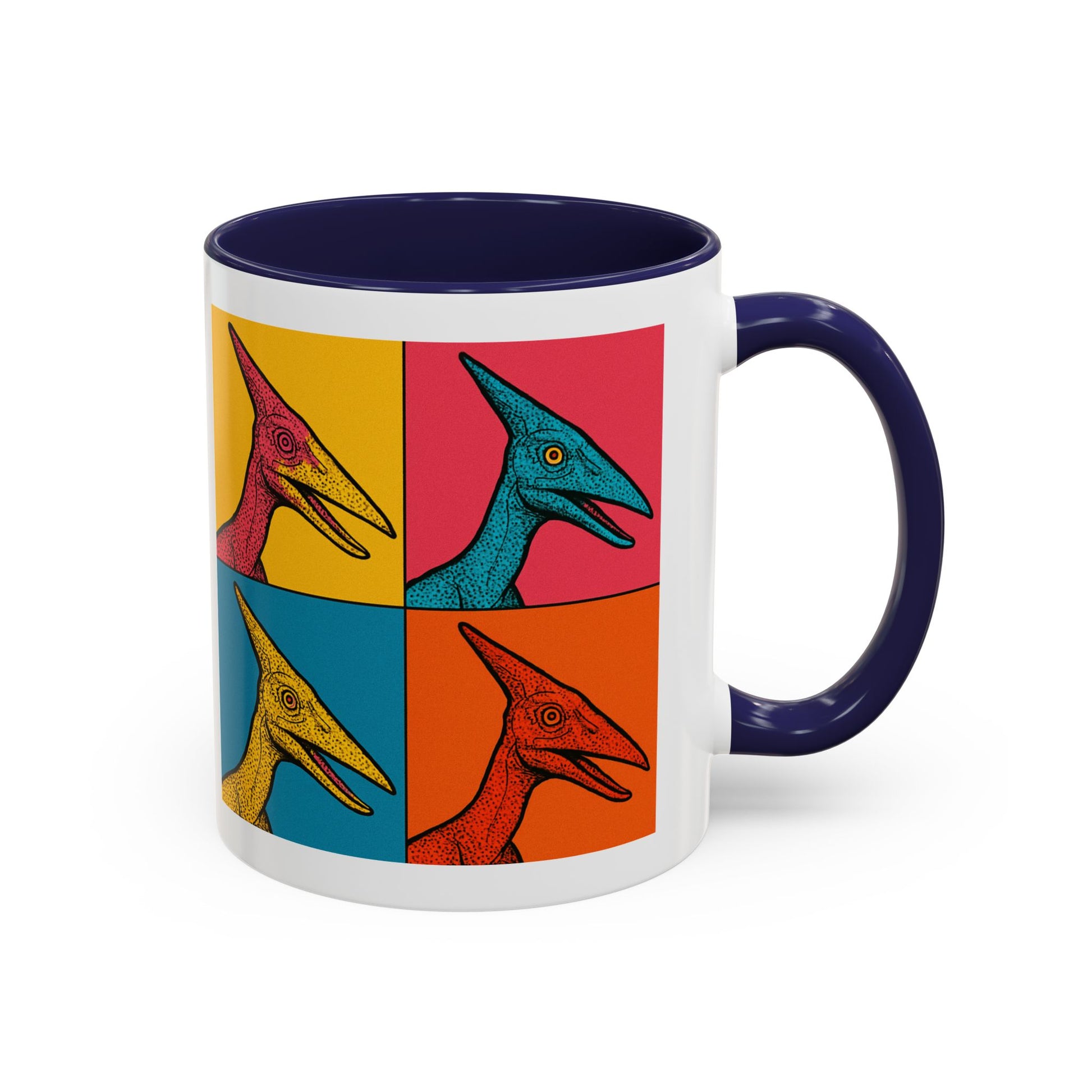 Vibrant Dinosaur Accent Coffee Mug - Quirky Gift for Pterodactyl Lovers, Unique Kitchen Decor, Colorful Ceramic Mug