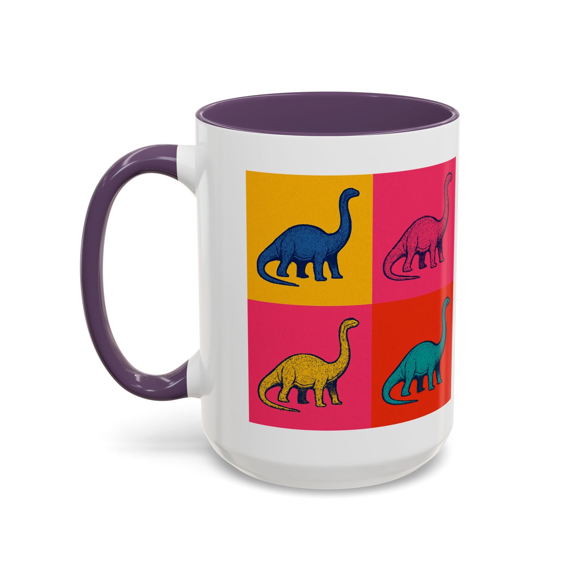 Colorful Dinosaur Accent Coffee Mug - Fun Gift for Dino Lovers, Cute Drinkware for Birthdays, Unique Home Decor, Dinosaur Themed