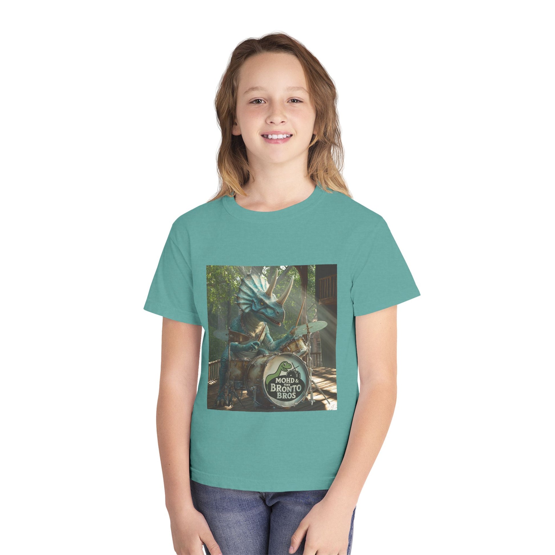 Youth Midweight Tee with Dino Adventure Design for Kids, Perfect for Summer Fun, Birthday Parties, Concerts, or Roarsome Events!