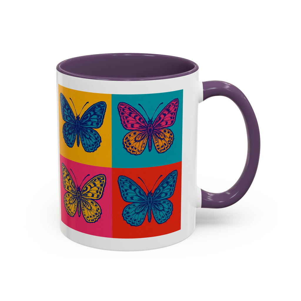 Bold Butterfly Accent Coffee Mug, Colorful Butterfly Mug, Artistic Coffee Cup, Unique Mug Gift, Retro-Inspired Drinkware