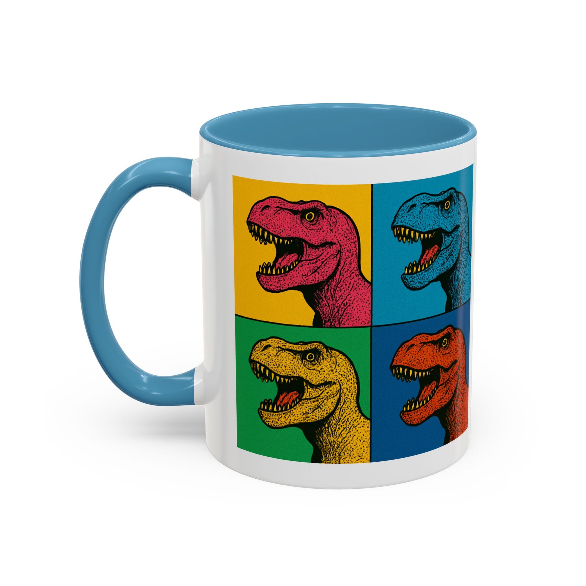 Dinosaur Accent Coffee Mug - Colorful T-Rex Design, Fun Gift for Kids, Perfect for Birthdays, Coffee Lover, Dinosaur Enthusiast