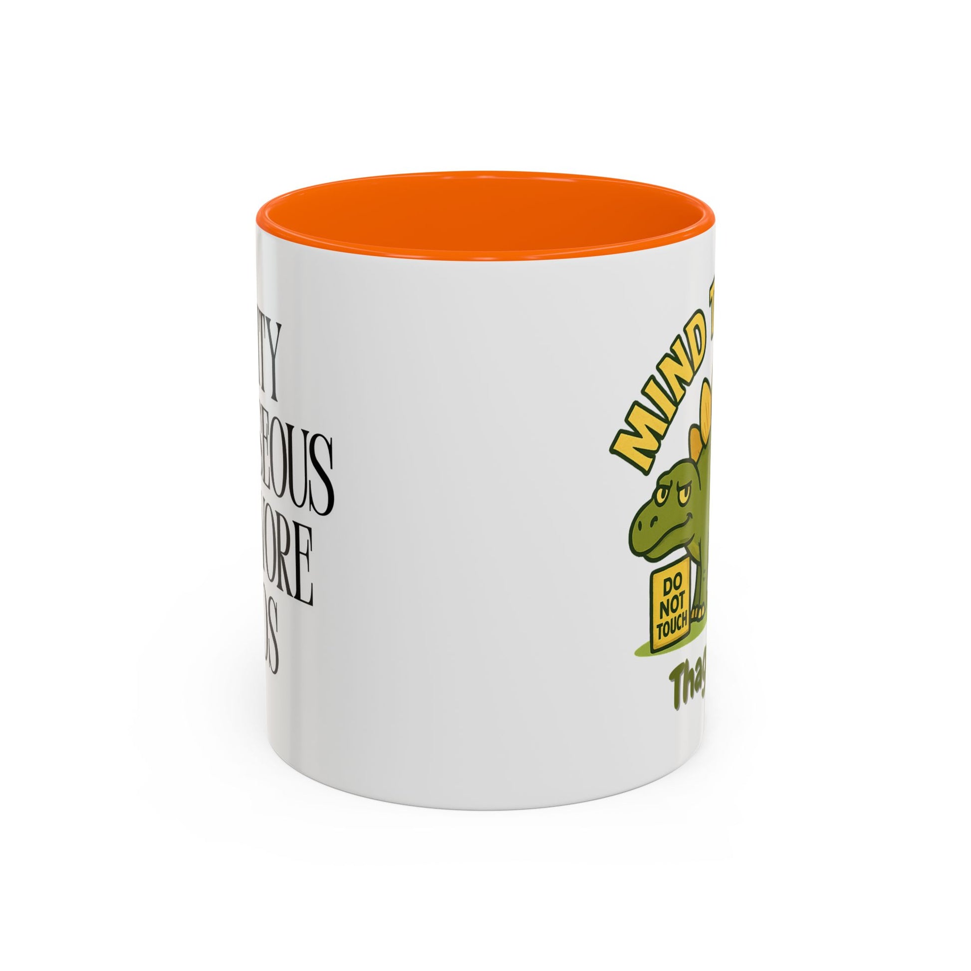 Thagomizer "Mind the Tail" Dinosaur Mug, Fun Gift for Dinosaur Lovers, Unique Office Cup, Birthday Present, Whimsical Tea or Coffee Mug