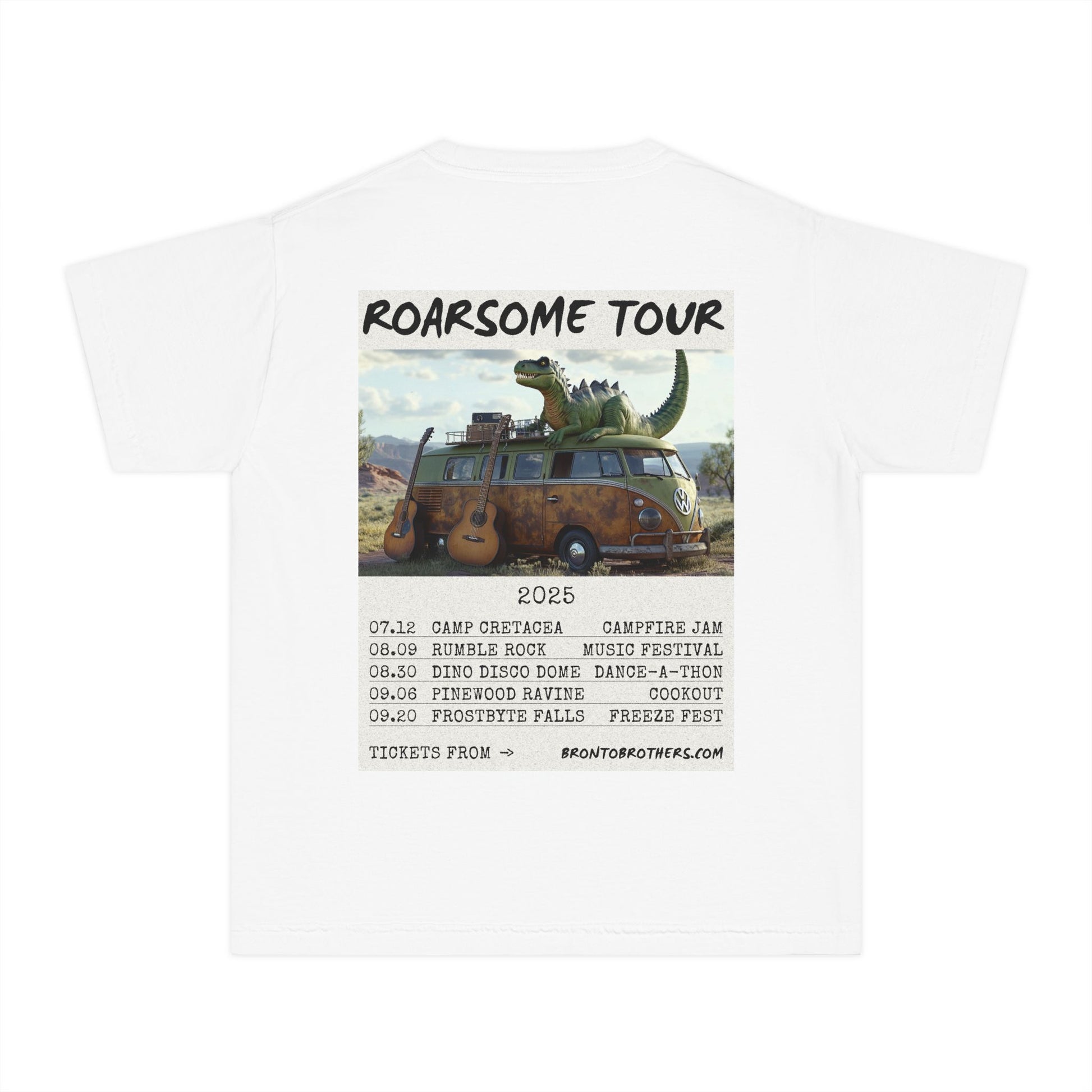 Youth Midweight Tee with Dino Adventure Design for Kids, Perfect for Summer Fun, Birthday Parties, Concerts, or Roarsome Events!