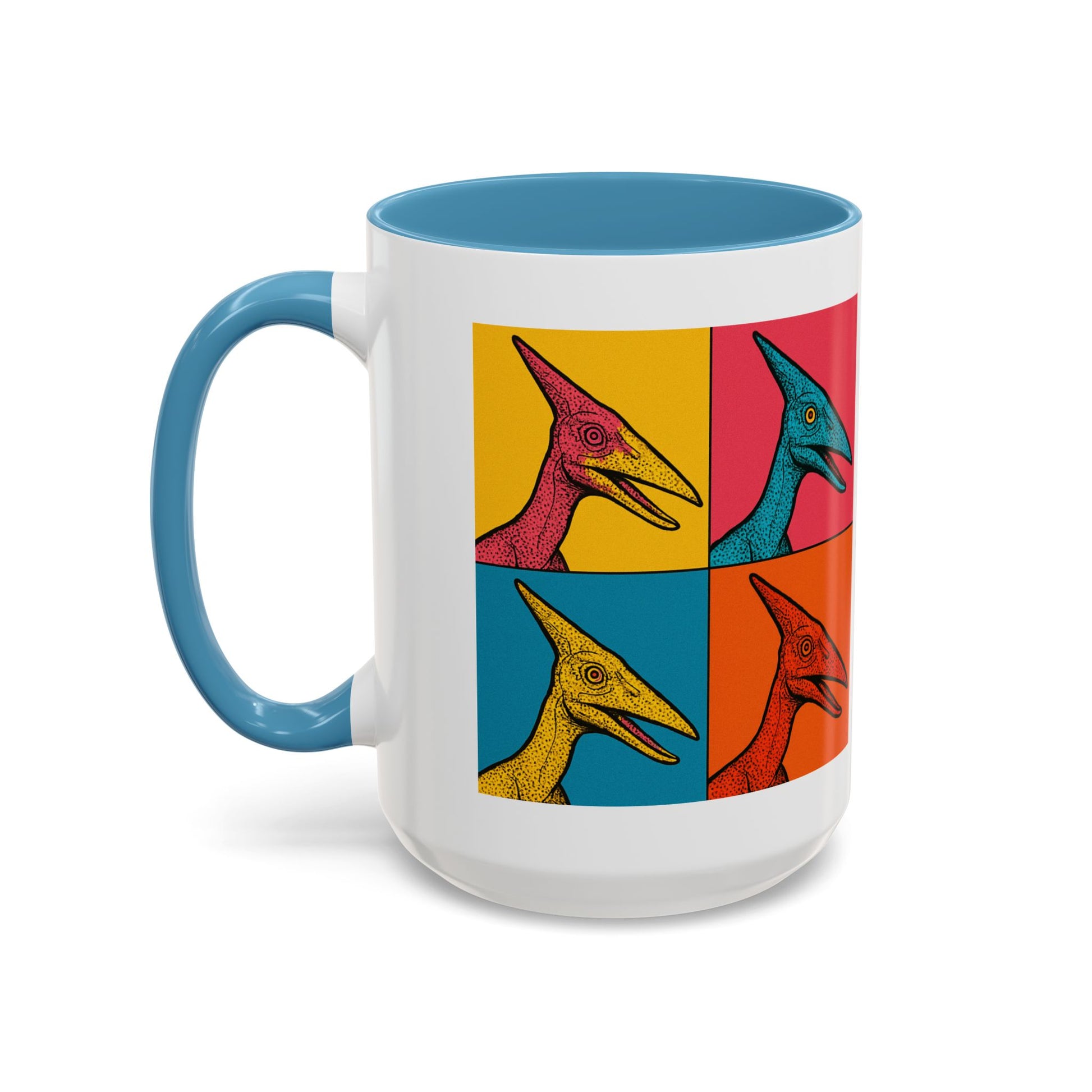 Vibrant Dinosaur Accent Coffee Mug - Quirky Gift for Pterodactyl Lovers, Unique Kitchen Decor, Colorful Ceramic Mug