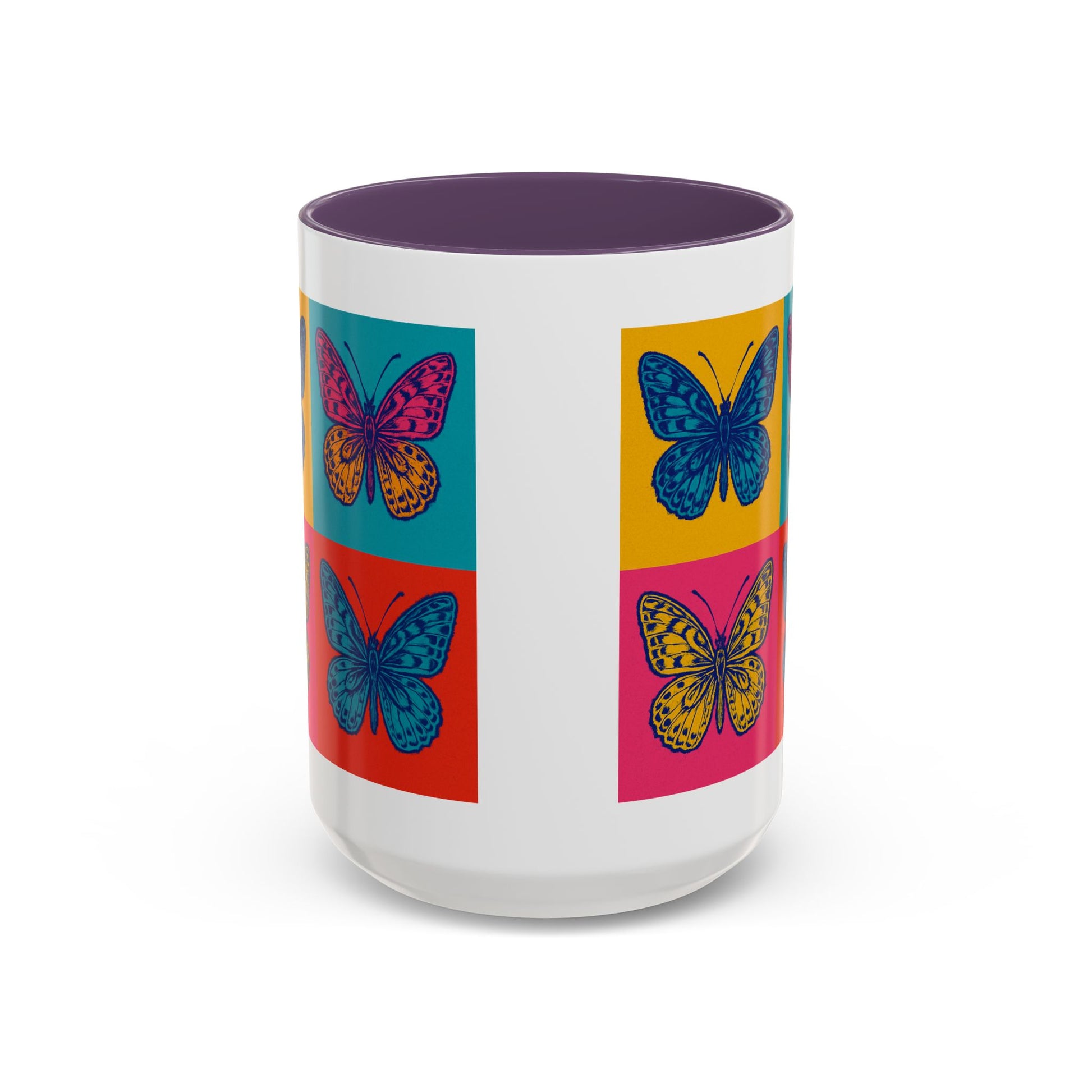 Bold Butterfly Accent Coffee Mug, Colorful Butterfly Mug, Artistic Coffee Cup, Unique Mug Gift, Retro-Inspired Drinkware