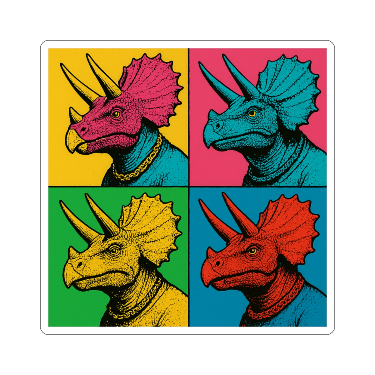 Vibrant Dinosaur Kiss-Cut Stickers, Colorful Triceratops Stickers, Fun Laptop Decals, Unique Party Favors, Gifts for Dino Lovers