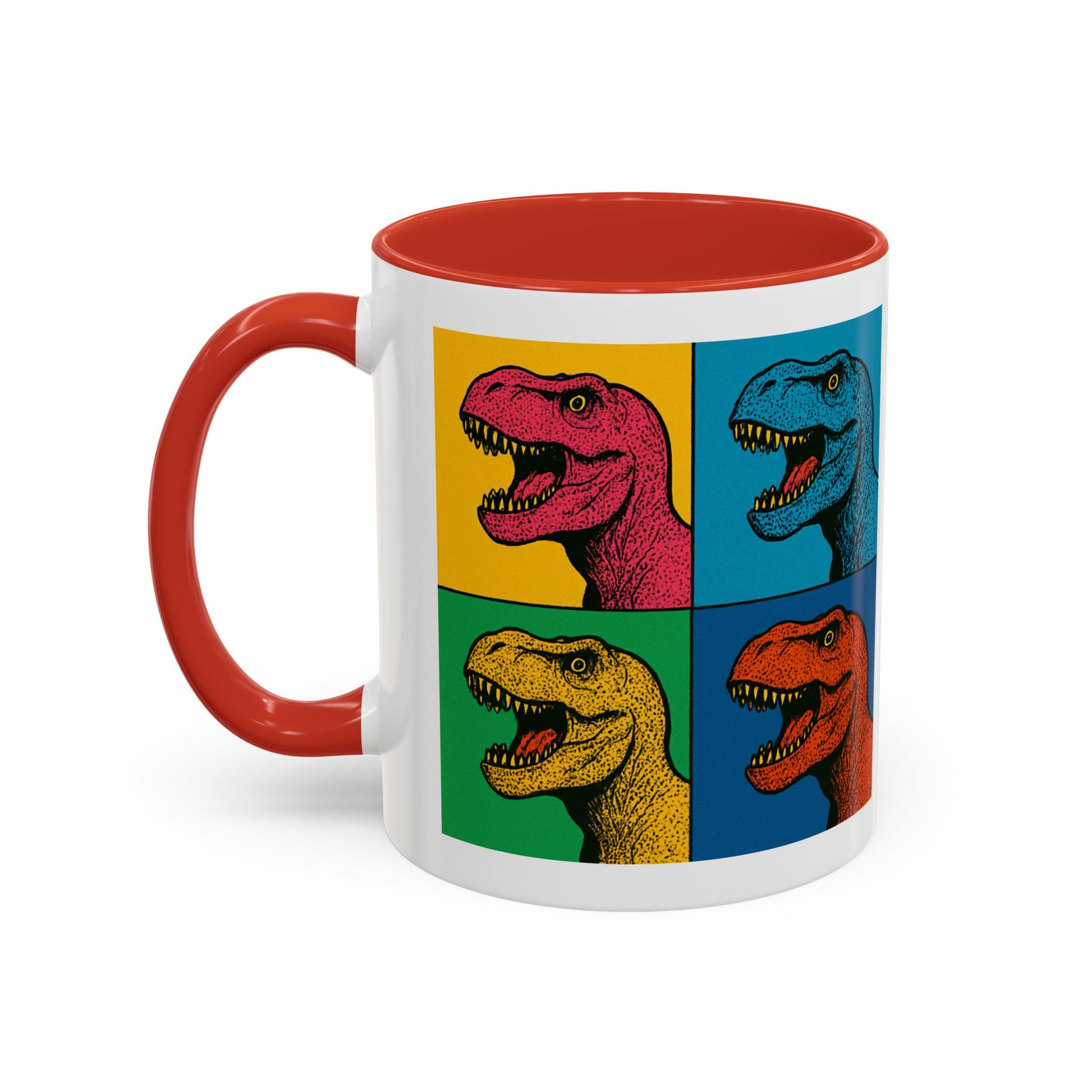 Dinosaur Accent Coffee Mug - Colorful T-Rex Design, Fun Gift for Kids, Perfect for Birthdays, Coffee Lover, Dinosaur Enthusiast