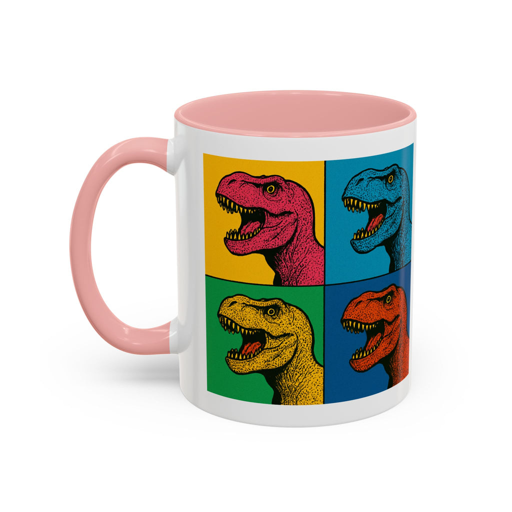 Dinosaur Accent Coffee Mug - Colorful T-Rex Design, Fun Gift for Kids, Perfect for Birthdays, Coffee Lover, Dinosaur Enthusiast