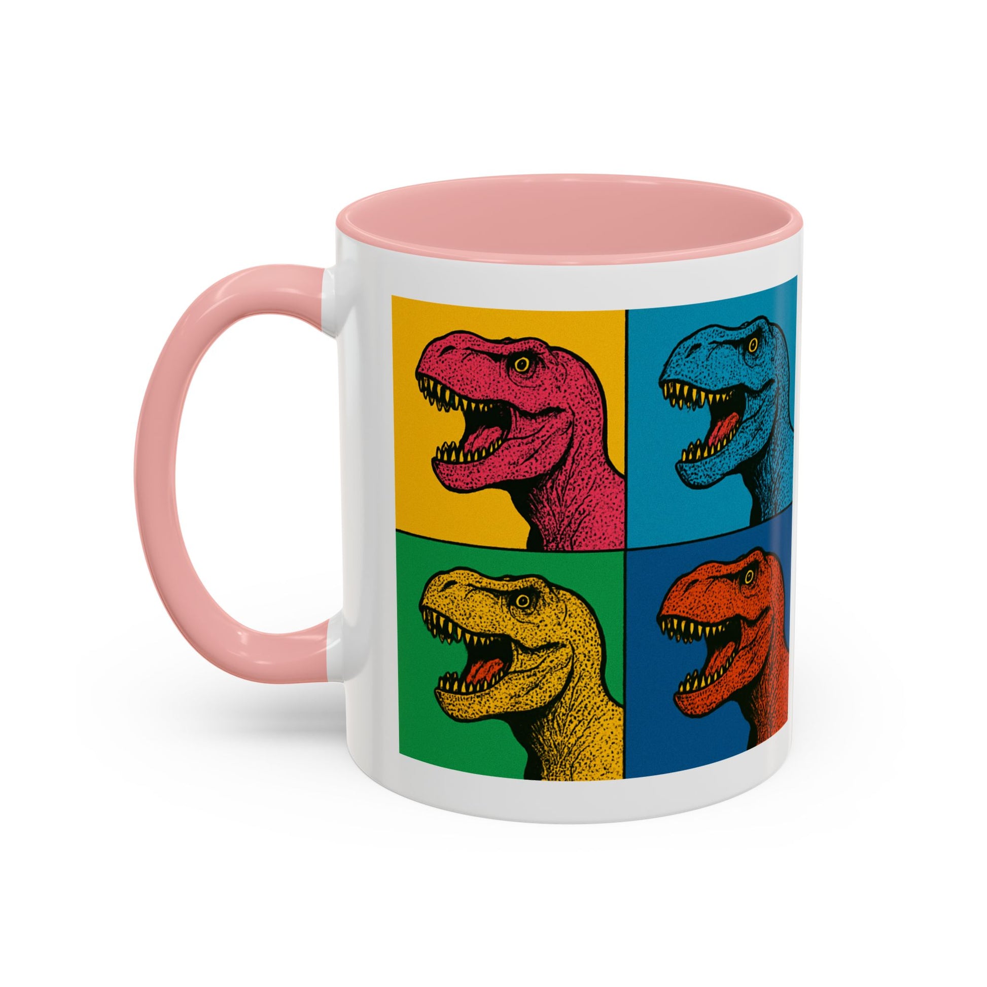 Dinosaur Accent Coffee Mug - Colorful T-Rex Design, Fun Gift for Kids, Perfect for Birthdays, Coffee Lover, Dinosaur Enthusiast