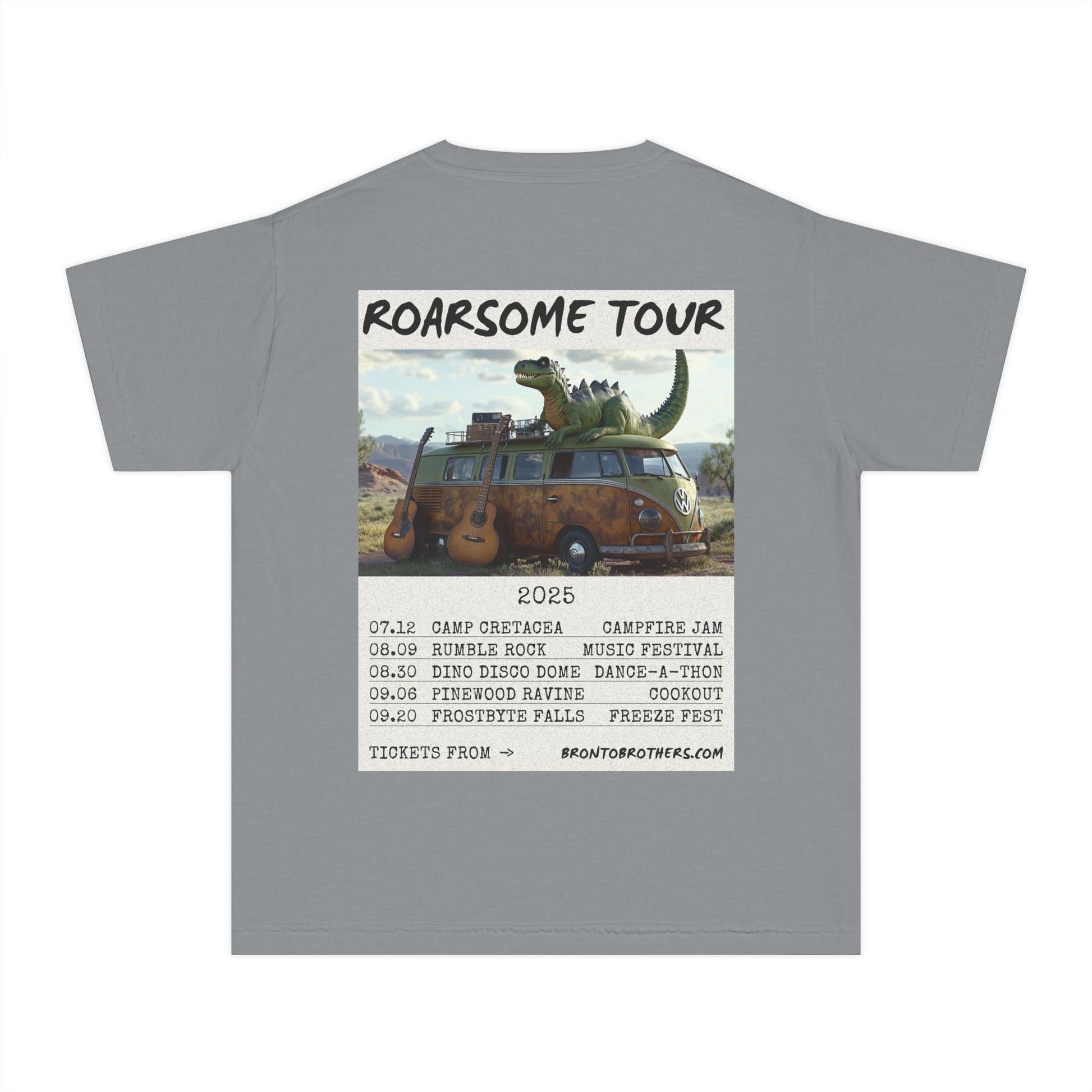 Youth Midweight Tee with Dino Adventure Design for Kids, Perfect for Summer Fun, Birthday Parties, Concerts, or Roarsome Events!