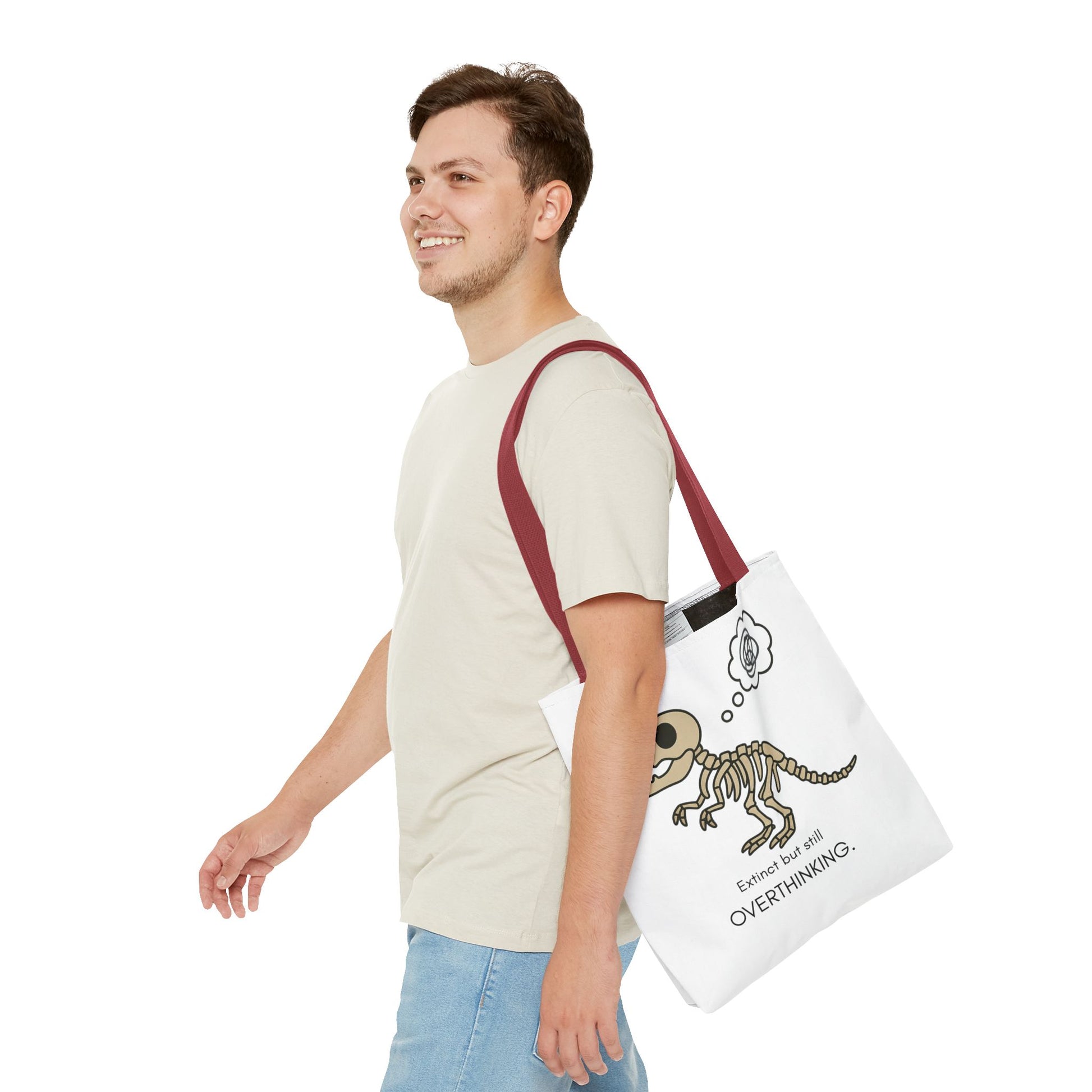 Dinosaur Tote Bag - Extinct but still OVERTHINKING, Funny Tote, Gift for Students, Eco-Friendly Carryall, Unique Shopper Bag, Cute Bag [...]