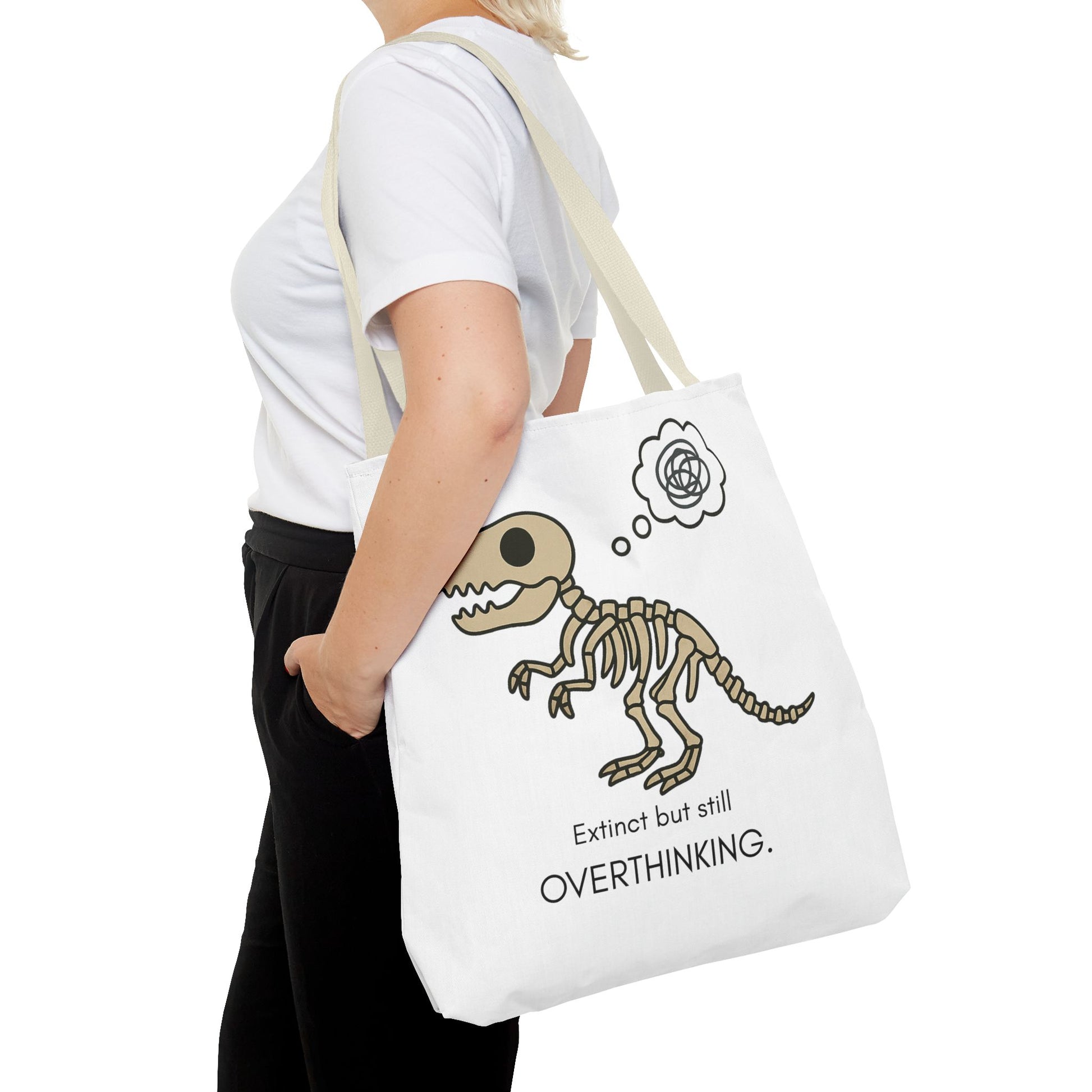 Dinosaur Tote Bag - Extinct but still OVERTHINKING, Funny Tote, Gift for Students, Eco-Friendly Carryall, Unique Shopper Bag, Cute Bag [...]