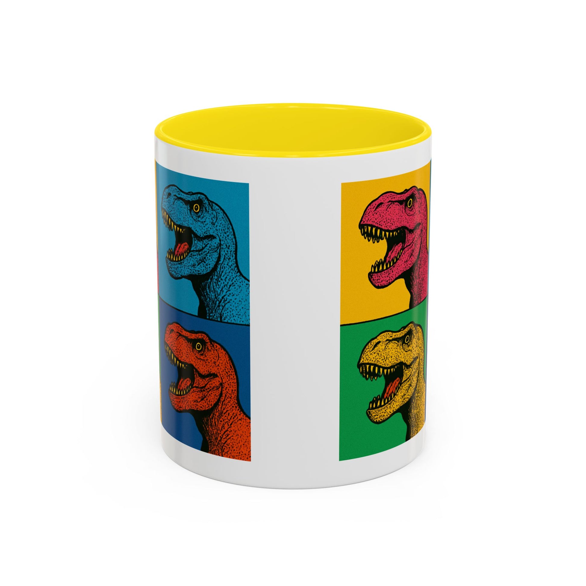 Dinosaur Accent Coffee Mug - Colorful T-Rex Design, Fun Gift for Kids, Perfect for Birthdays, Coffee Lover, Dinosaur Enthusiast