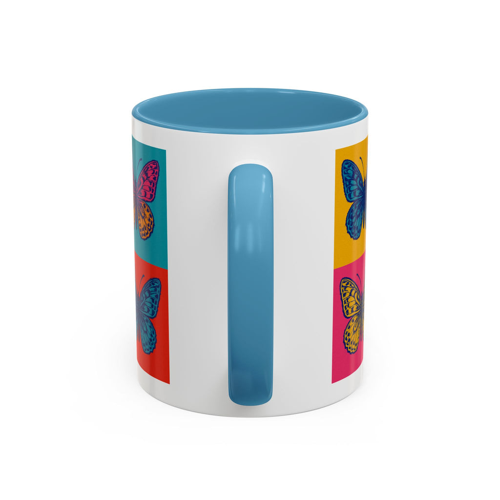 Bold Butterfly Accent Coffee Mug, Colorful Butterfly Mug, Artistic Coffee Cup, Unique Mug Gift, Retro-Inspired Drinkware