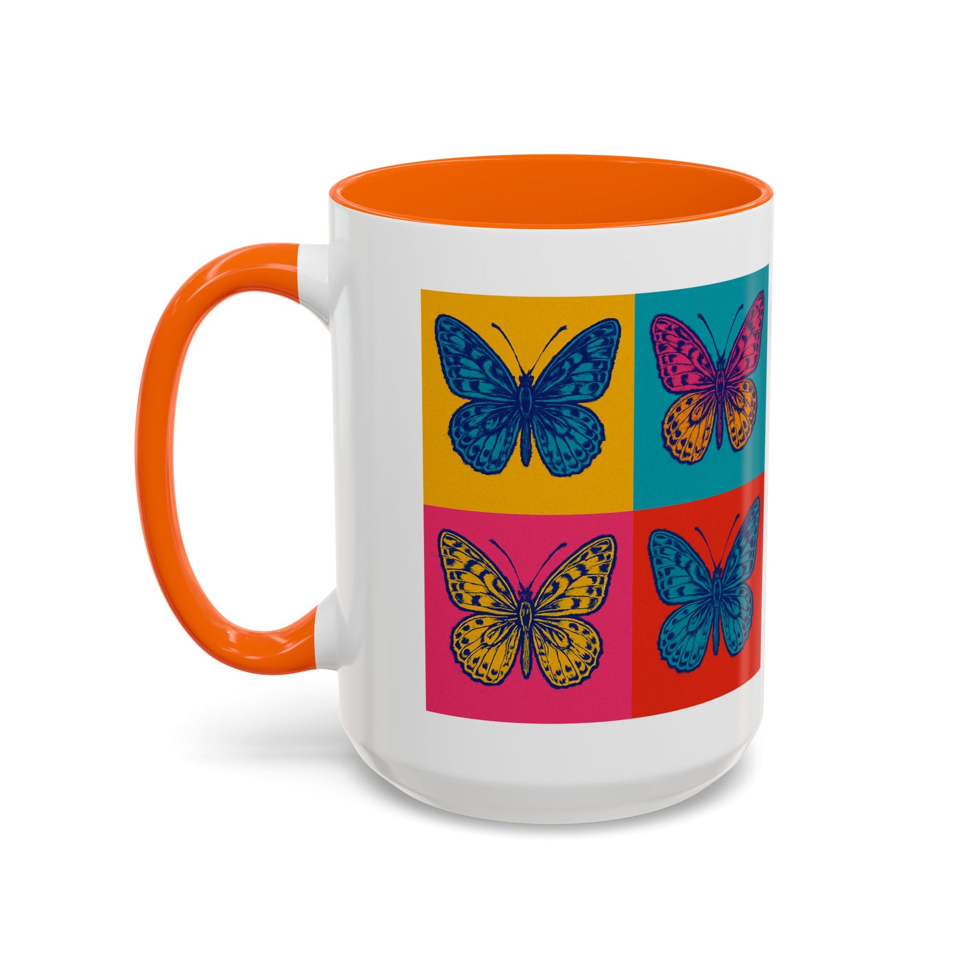 Bold Butterfly Accent Coffee Mug, Colorful Butterfly Mug, Artistic Coffee Cup, Unique Mug Gift, Retro-Inspired Drinkware