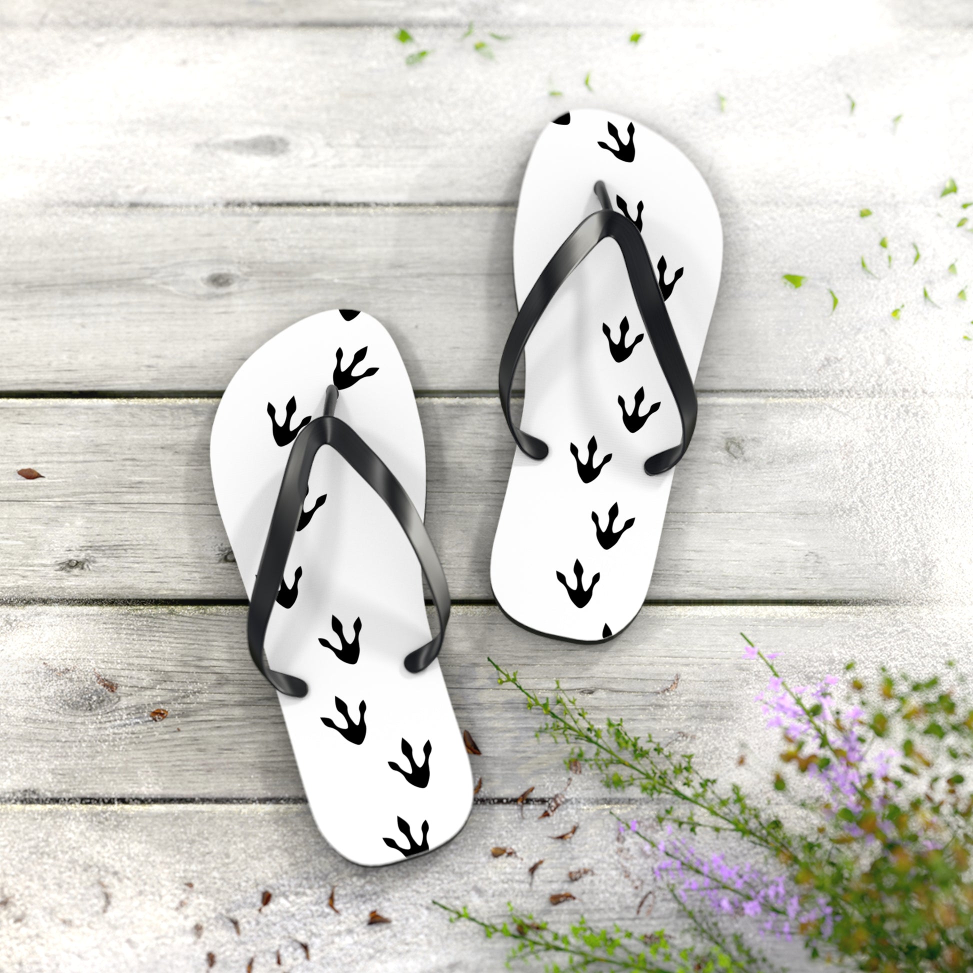 Flip Flops, Dinosaur Footprints Beach Sandals, Fun Summer Shoes, Prehistoric Animal Print Slippers, Kids Toddler Flip Flop Thongs
