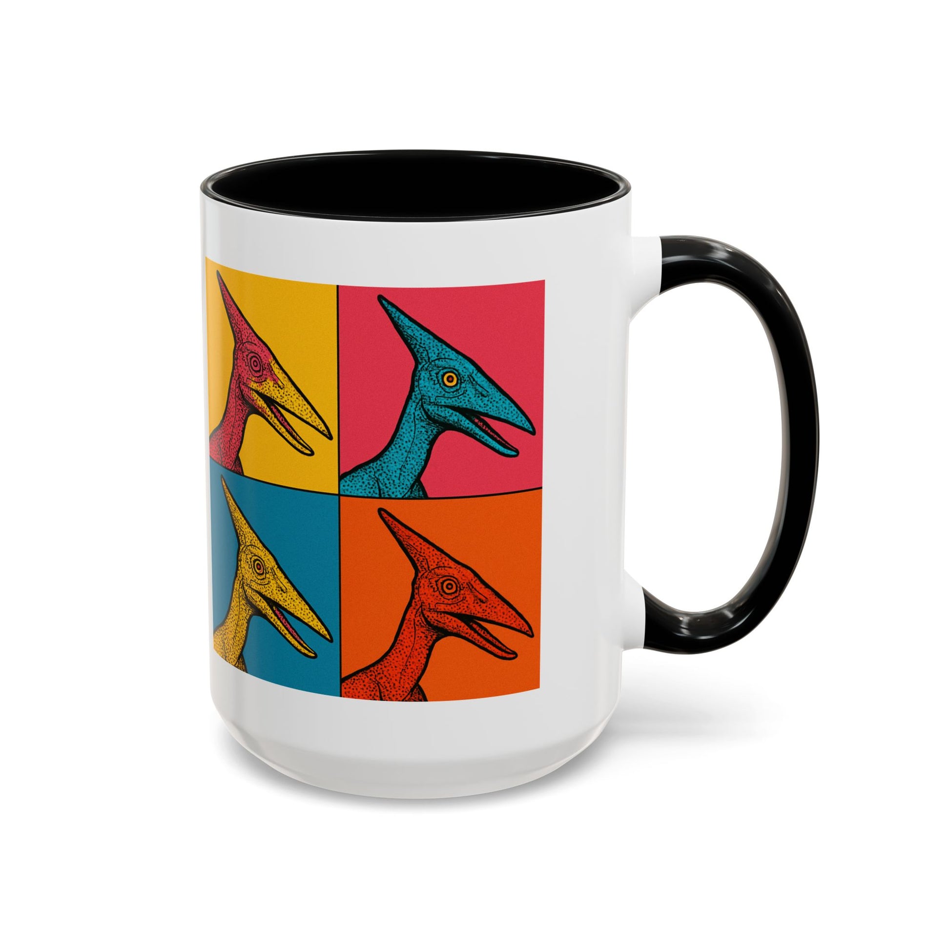 Vibrant Dinosaur Accent Coffee Mug - Quirky Gift for Pterodactyl Lovers, Unique Kitchen Decor, Colorful Ceramic Mug