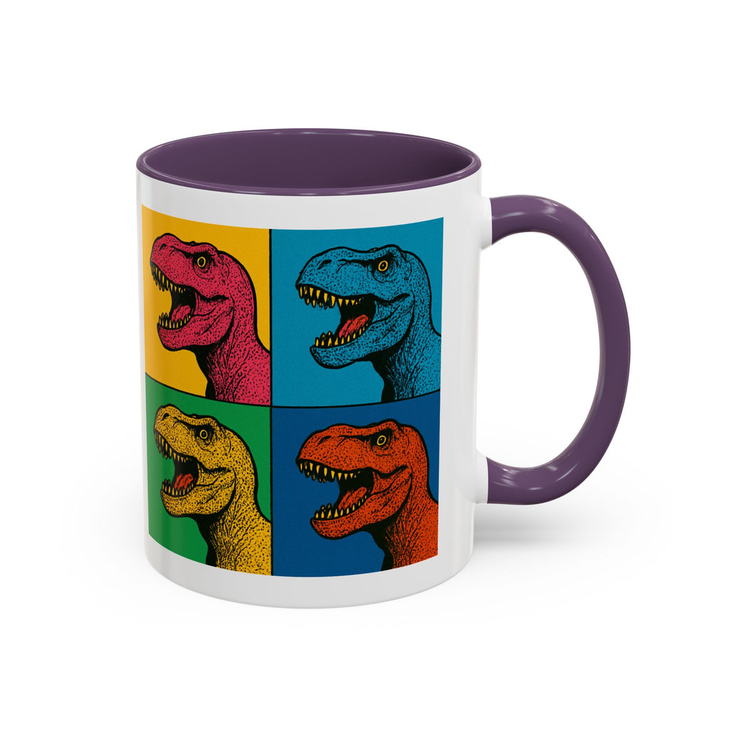 Dinosaur Accent Coffee Mug - Colorful T-Rex Design, Fun Gift for Kids, Perfect for Birthdays, Coffee Lover, Dinosaur Enthusiast