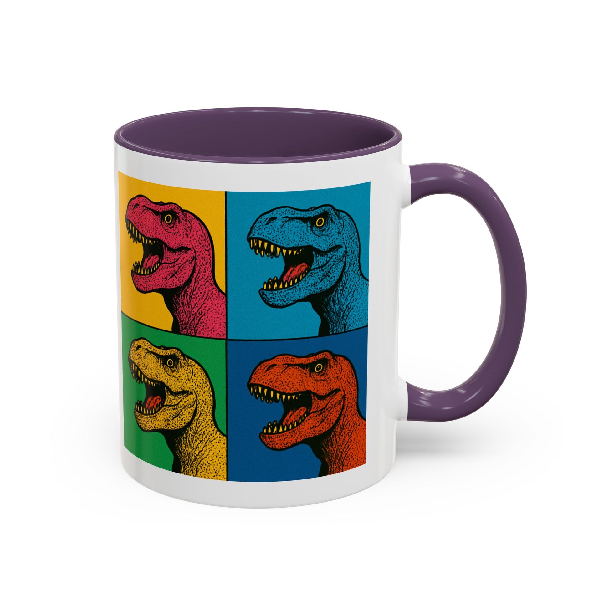 Dinosaur Accent Coffee Mug - Colorful T-Rex Design, Fun Gift for Kids, Perfect for Birthdays, Coffee Lover, Dinosaur Enthusiast
