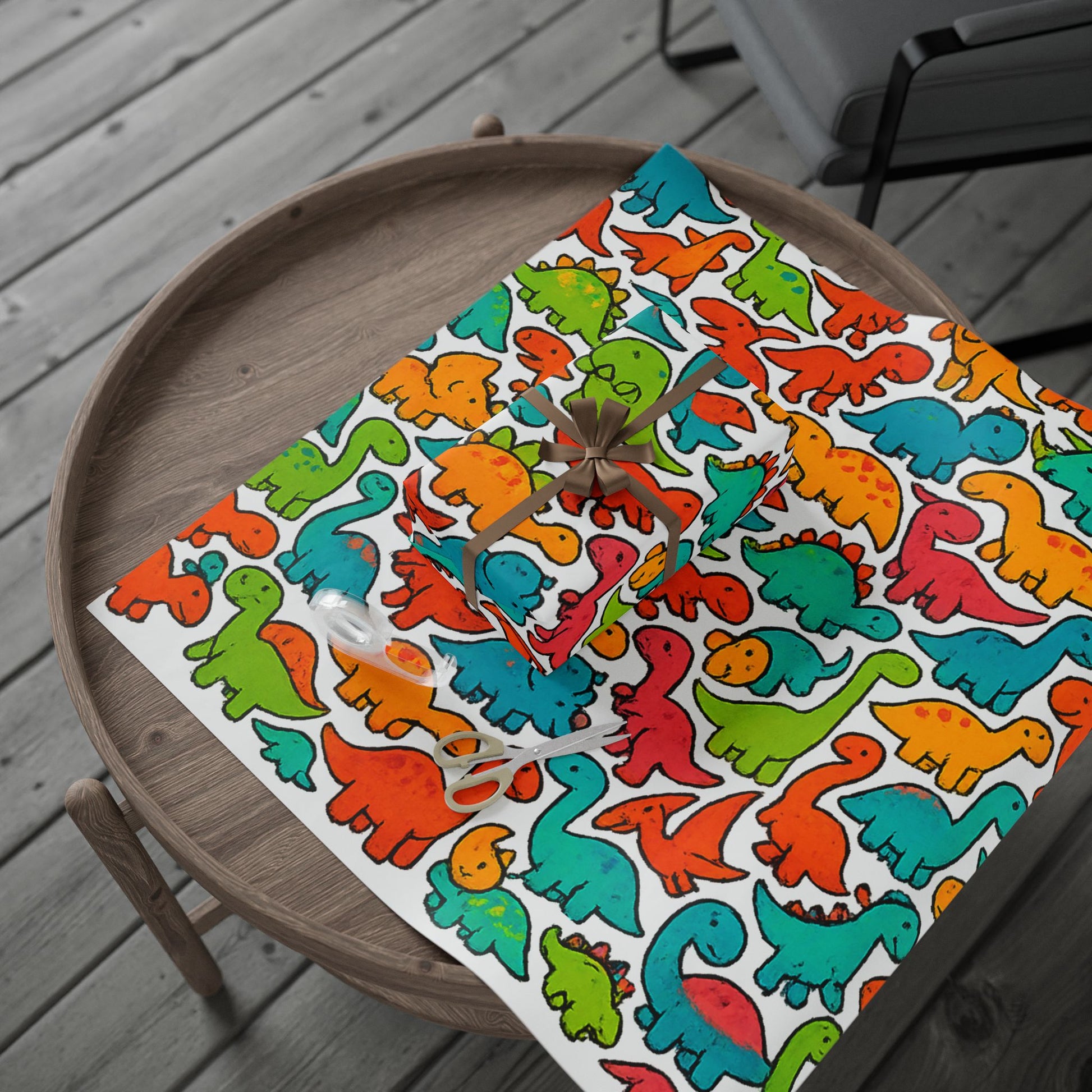 Dinosaur Wrapping Paper Roll - Colorful Gift Wrap for Kids Parties, Birthdays, Baby Showers, Holidays, Eco-Friendly Gift Wrap
