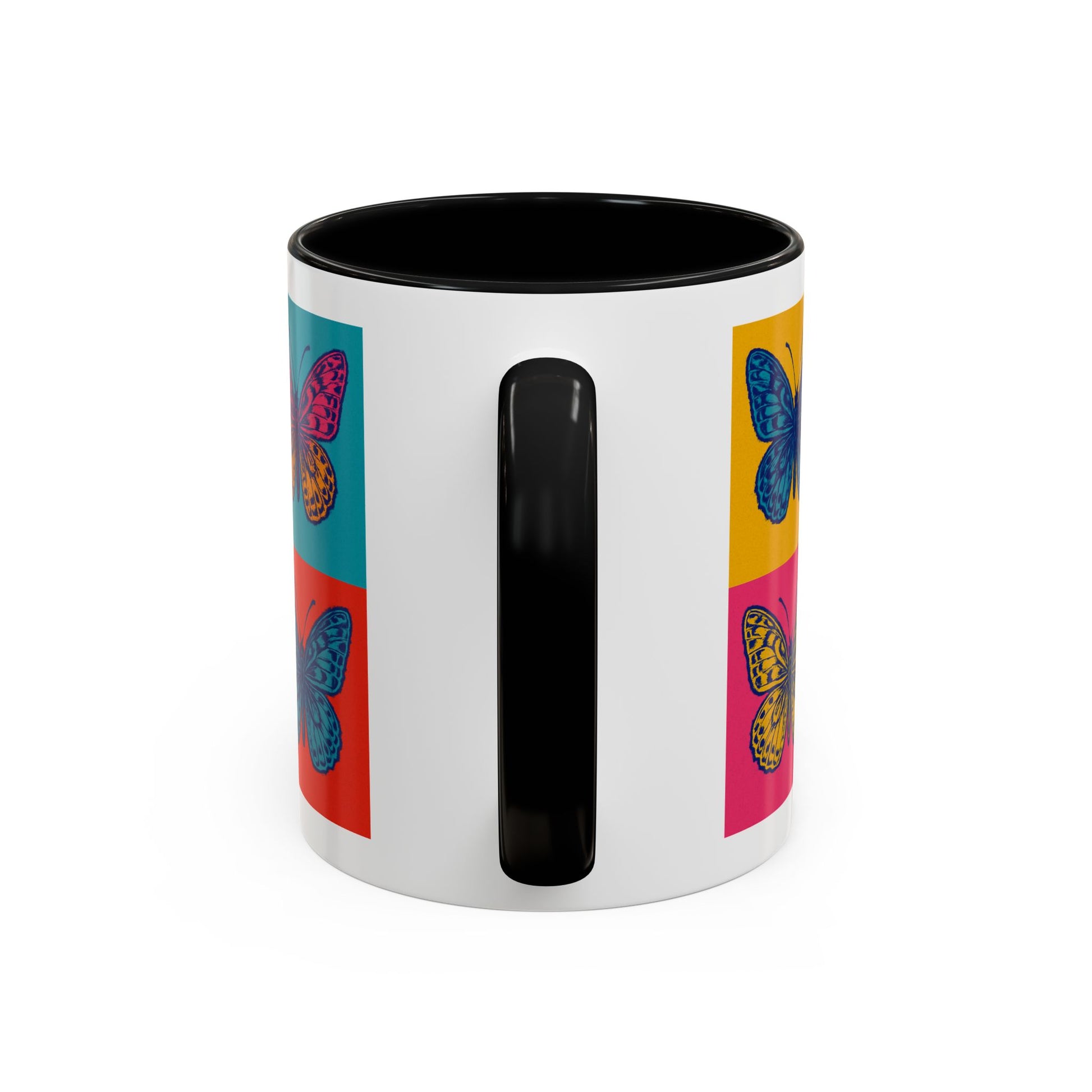 Bold Butterfly Accent Coffee Mug, Colorful Butterfly Mug, Artistic Coffee Cup, Unique Mug Gift, Retro-Inspired Drinkware
