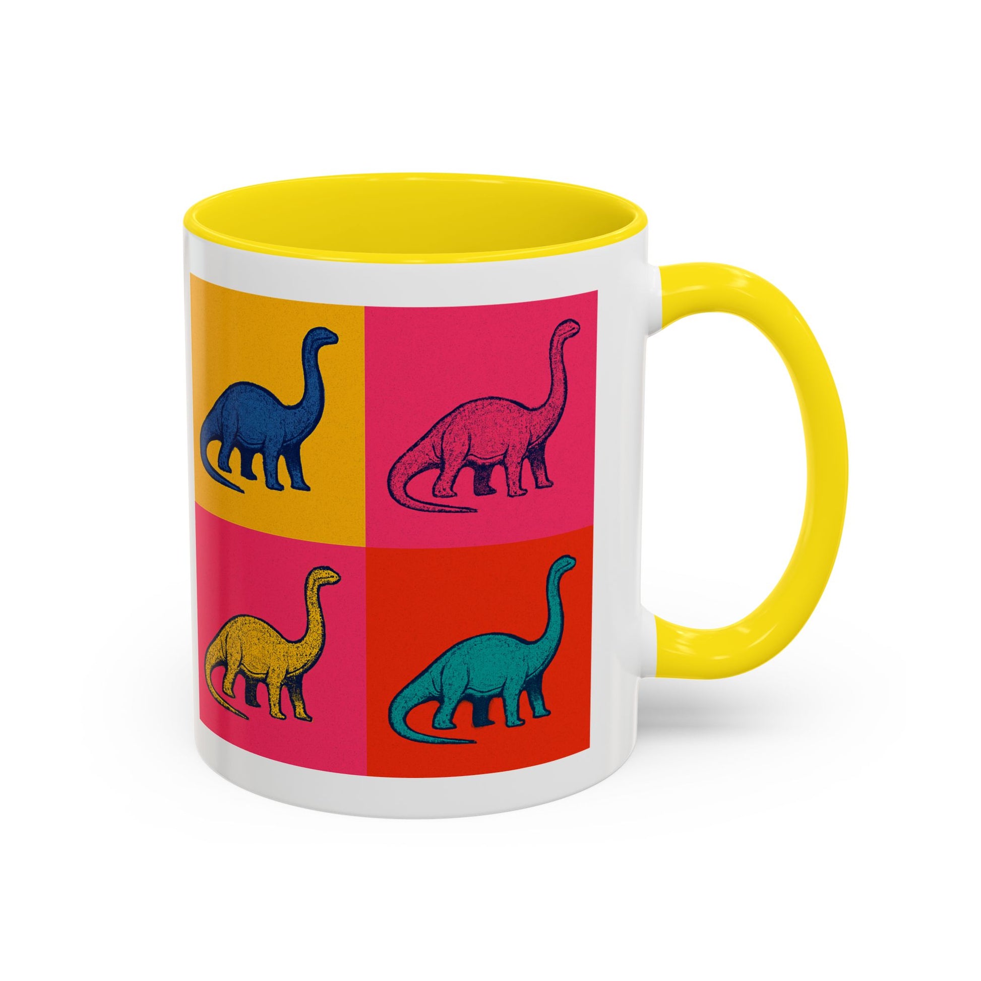 Colorful Dinosaur Accent Coffee Mug - Fun Gift for Dino Lovers, Cute Drinkware for Birthdays, Unique Home Decor, Dinosaur Themed