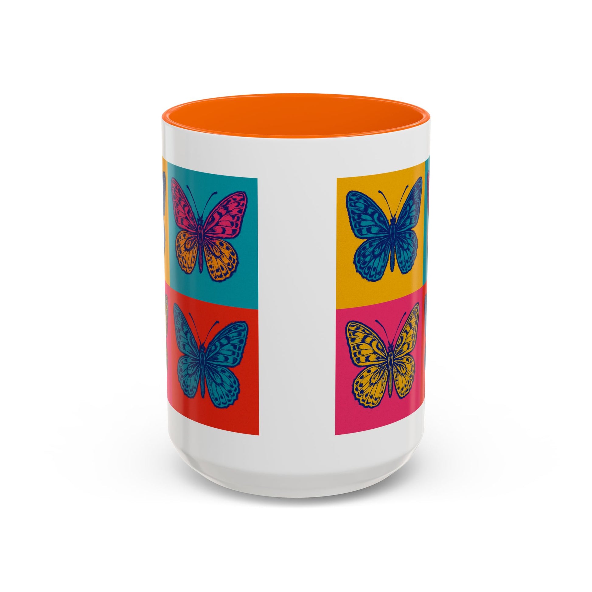 Bold Butterfly Accent Coffee Mug, Colorful Butterfly Mug, Artistic Coffee Cup, Unique Mug Gift, Retro-Inspired Drinkware