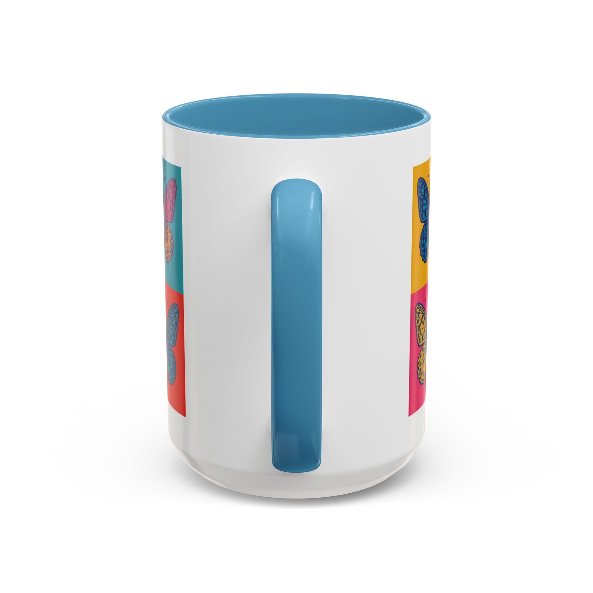 Bold Butterfly Accent Coffee Mug, Colorful Butterfly Mug, Artistic Coffee Cup, Unique Mug Gift, Retro-Inspired Drinkware
