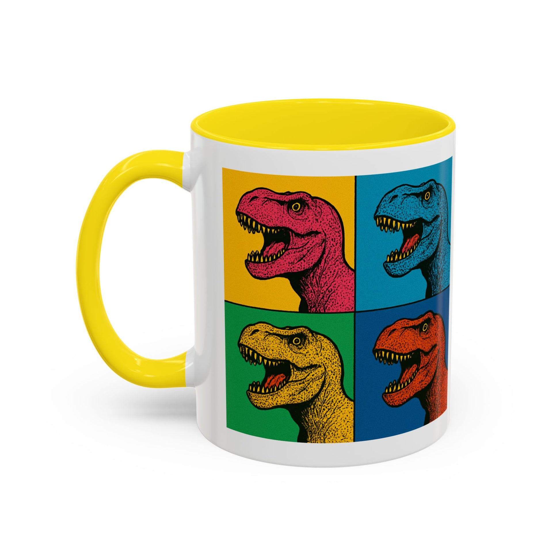 Dinosaur Accent Coffee Mug - Colorful T-Rex Design, Fun Gift for Kids, Perfect for Birthdays, Coffee Lover, Dinosaur Enthusiast