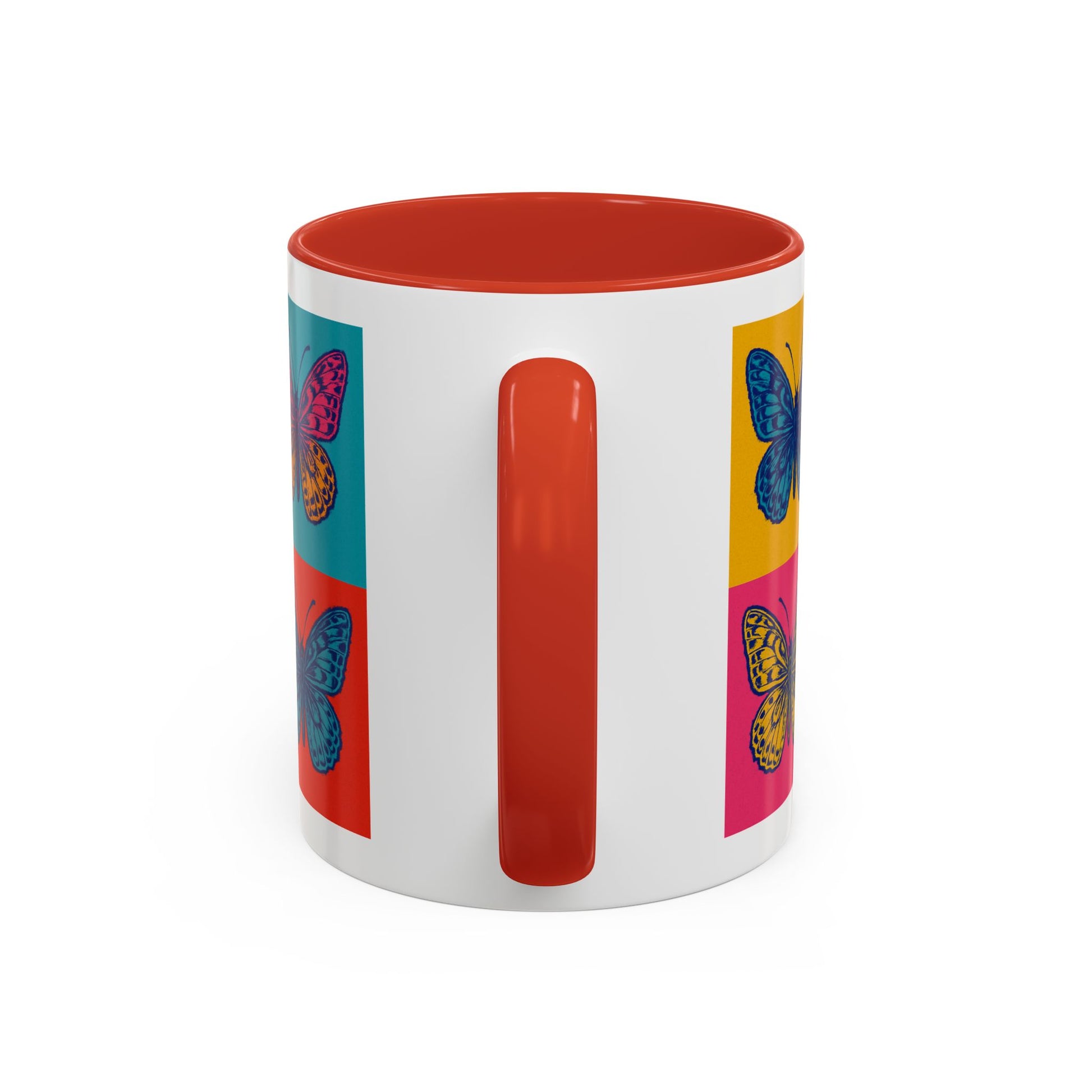 Bold Butterfly Accent Coffee Mug, Colorful Butterfly Mug, Artistic Coffee Cup, Unique Mug Gift, Retro-Inspired Drinkware
