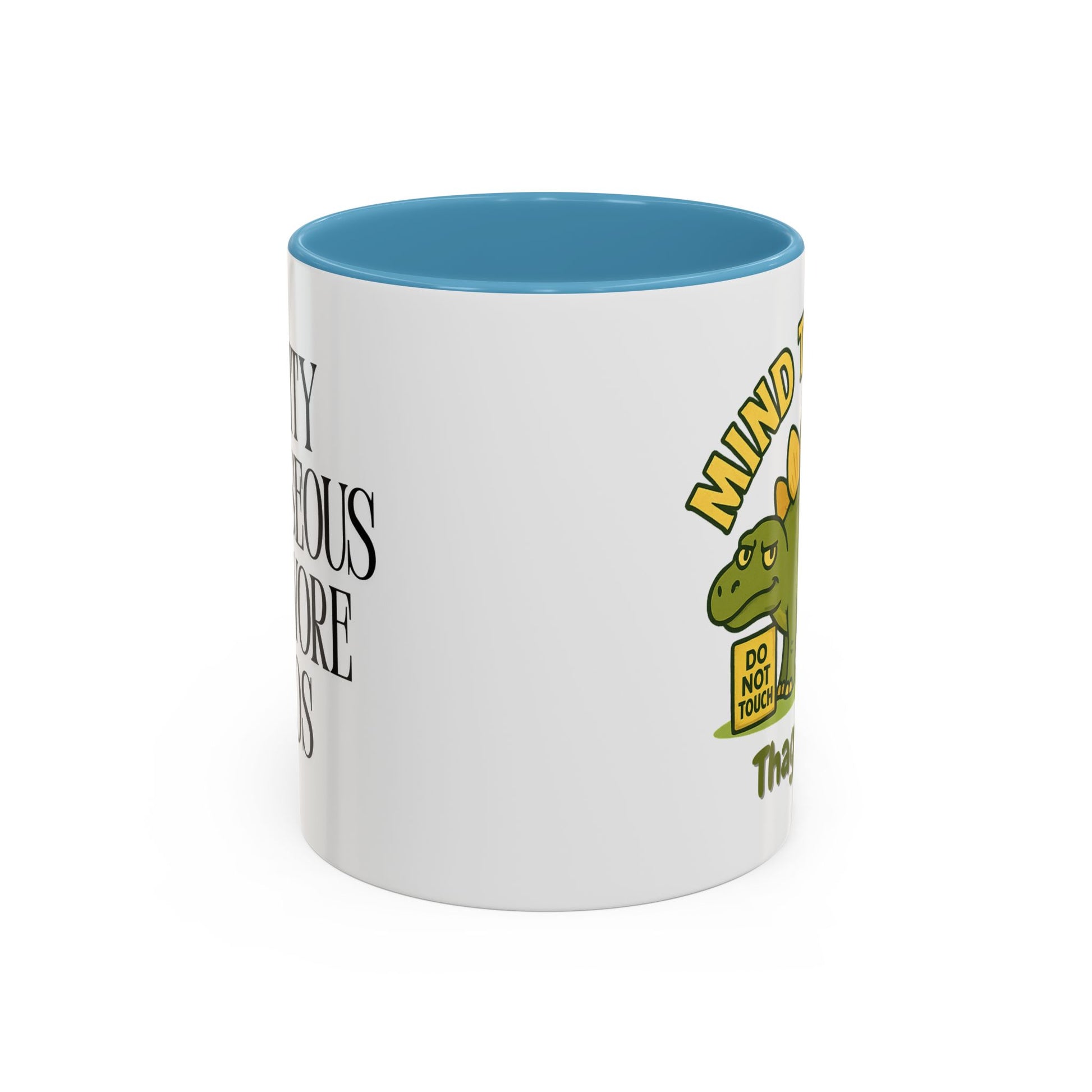 Thagomizer "Mind the Tail" Dinosaur Mug, Fun Gift for Dinosaur Lovers, Unique Office Cup, Birthday Present, Whimsical Tea or Coffee Mug