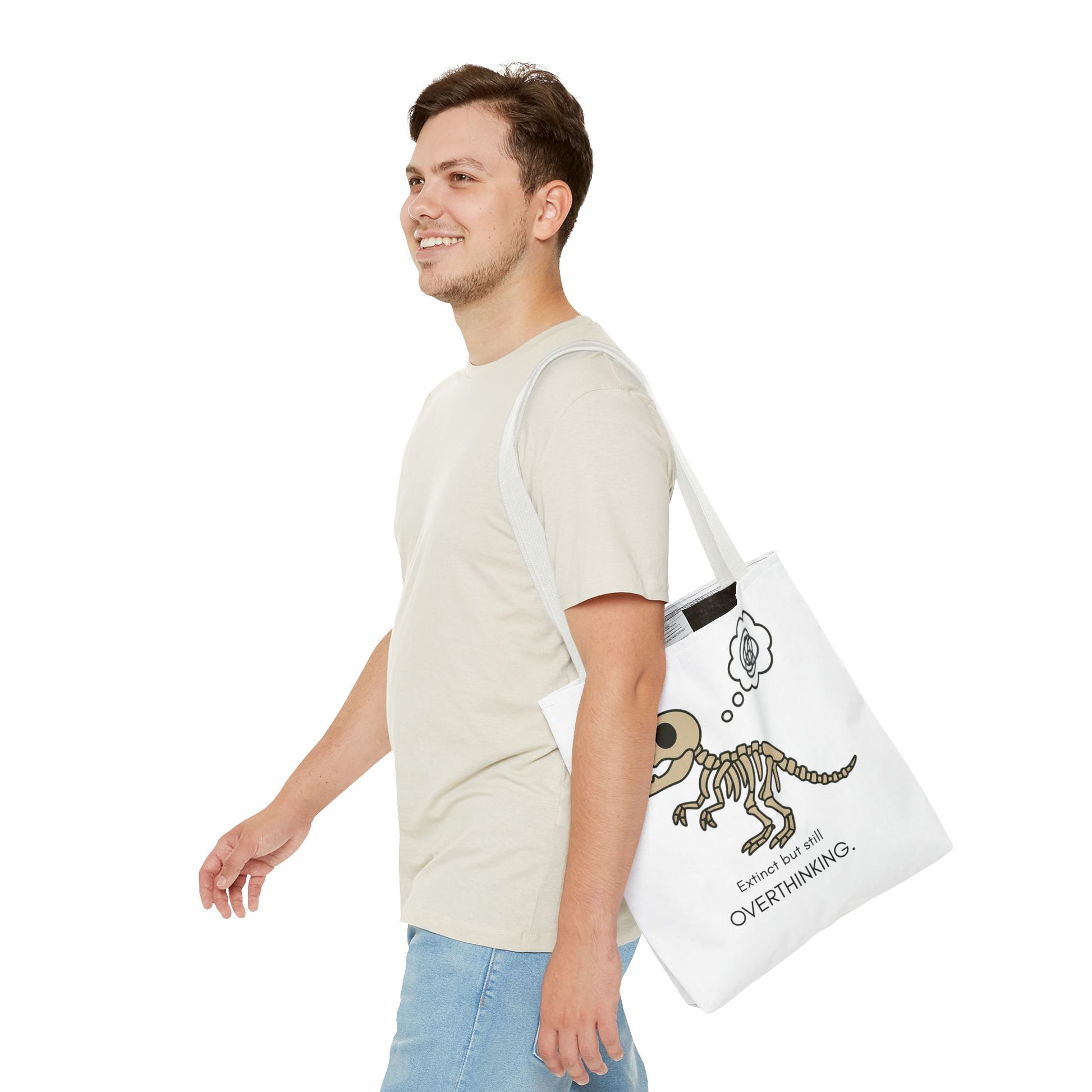 Dinosaur Tote Bag - Extinct but still OVERTHINKING, Funny Tote, Gift for Students, Eco-Friendly Carryall, Unique Shopper Bag, Cute Bag [...]
