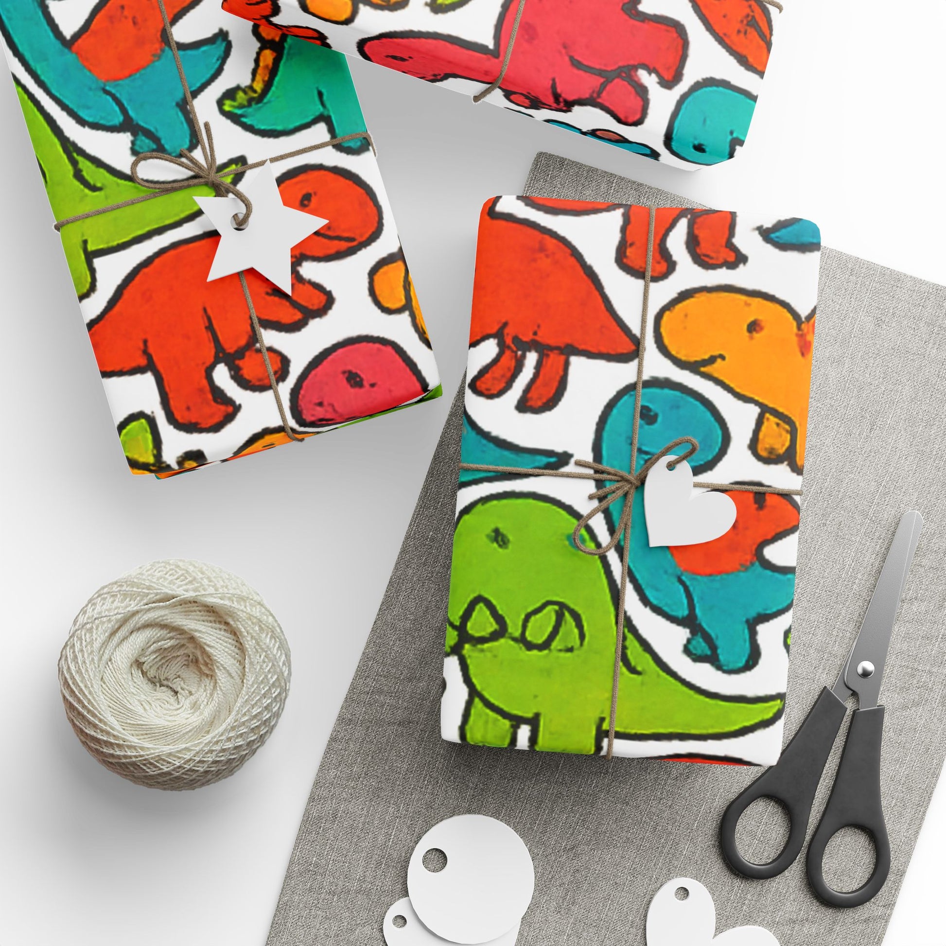 Dinosaur Wrapping Paper Roll - Colorful Gift Wrap for Kids Parties, Birthdays, Baby Showers, Holidays, Eco-Friendly Gift Wrap