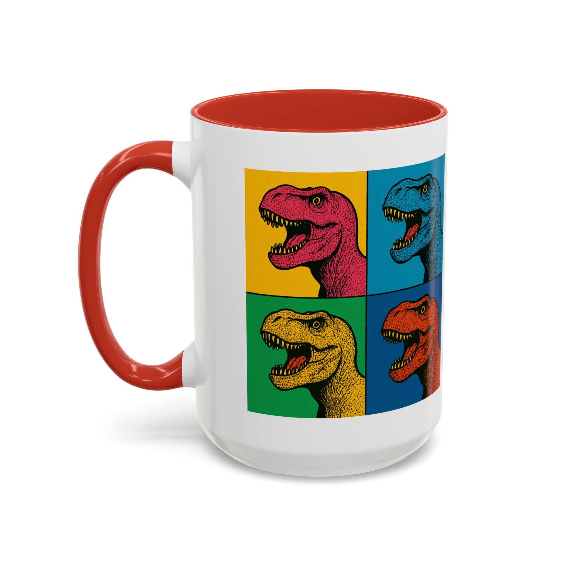 Dinosaur Accent Coffee Mug - Colorful T-Rex Design, Fun Gift for Kids, Perfect for Birthdays, Coffee Lover, Dinosaur Enthusiast
